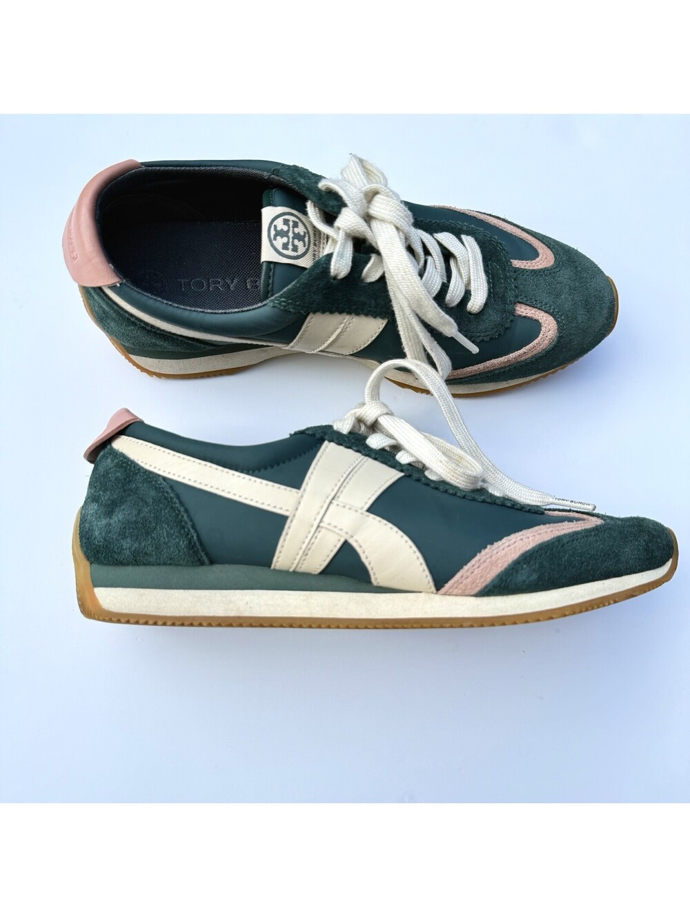 Tory Burch Hank Sneaker In Bottle Green/Pink Size 8M